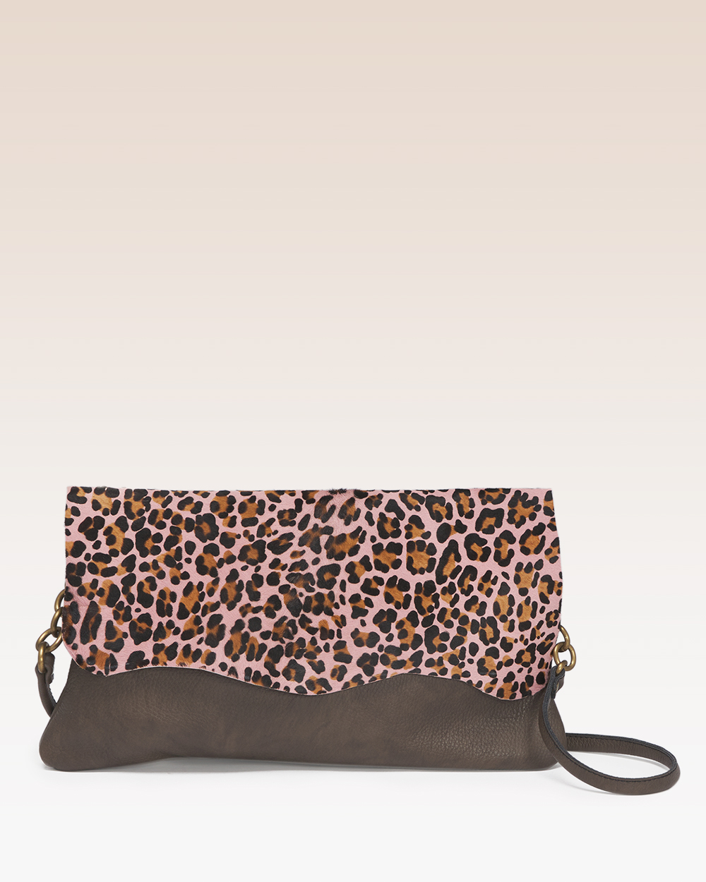 Borsa Mary Jane Taiga con patta in pelle babyhorse maculato su base rosa - immagine 3