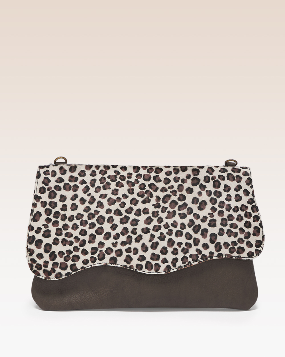 Borsa Mary Jane Taiga con patta in pelle babyhorse maculato su base avorio